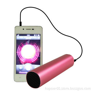 Micro speaker with power bank and mobile phone stand, compatible with iPhone and Samsung device